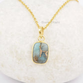 Cushion Copper Amazonite Gemstone Necklace, 925 Silver Necklace, Handmade Necklace, Thanksgiving Gift, Delicate Necklace, Simple Necklace